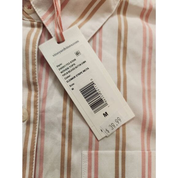 NWT Vineyard Vines womens Eleanor stripe button up shirt woven poplin size med - Picture 2 of 7